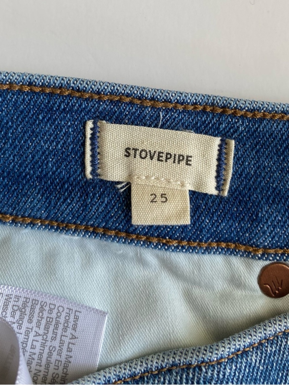 Madewell Stovepipe High-rise jeans Size 25 Blue Denim wash Excellent condition - Picture 7 of 9